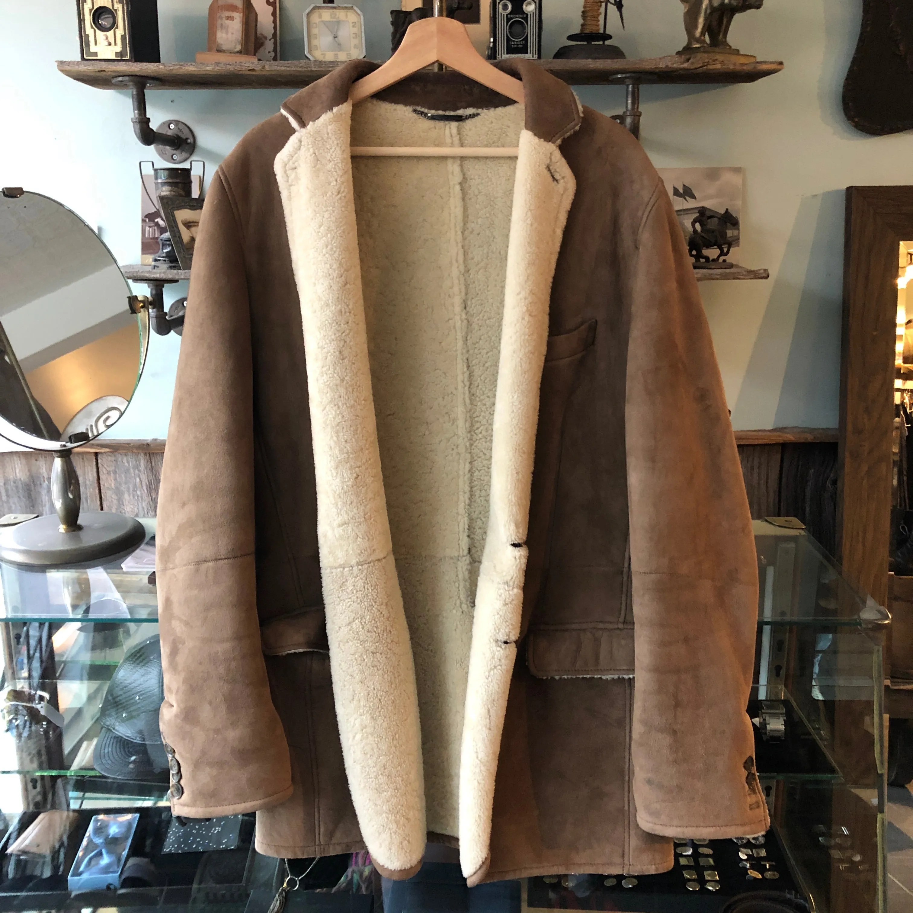 Dolce & Gabbana Long Brown Shearling Coat - XL
