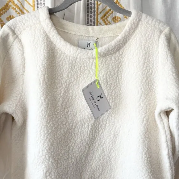 Dudley Stephens Cream Alden Crewneck Pullover (Size XS) Shearling Fleece