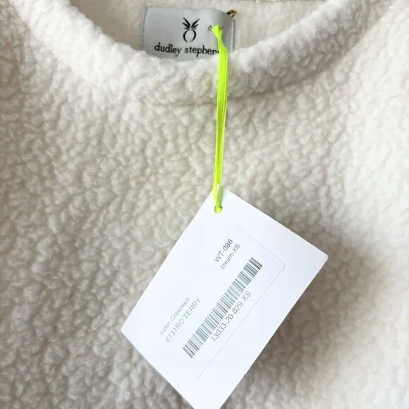 Dudley Stephens Cream Alden Crewneck Pullover (Size XS) Shearling Fleece