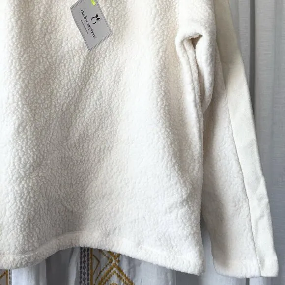 Dudley Stephens Cream Alden Crewneck Pullover (Size XS) Shearling Fleece