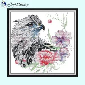 Eagle and Flowers DIY Cross Stitch