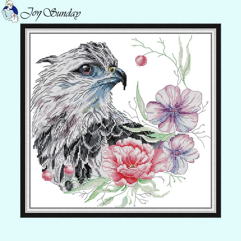 Eagle and Flowers DIY Cross Stitch