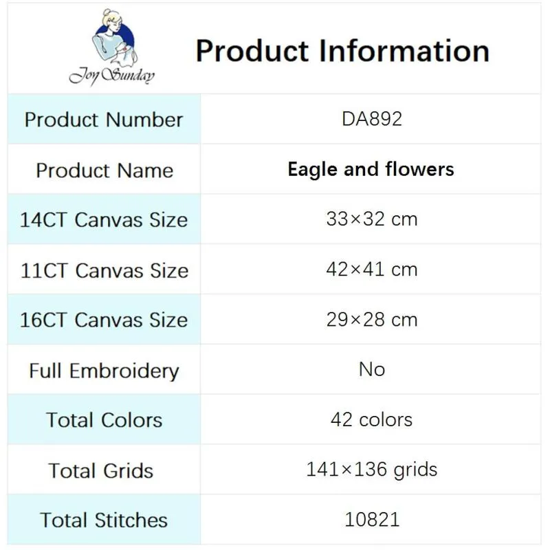 Eagle and Flowers DIY Cross Stitch