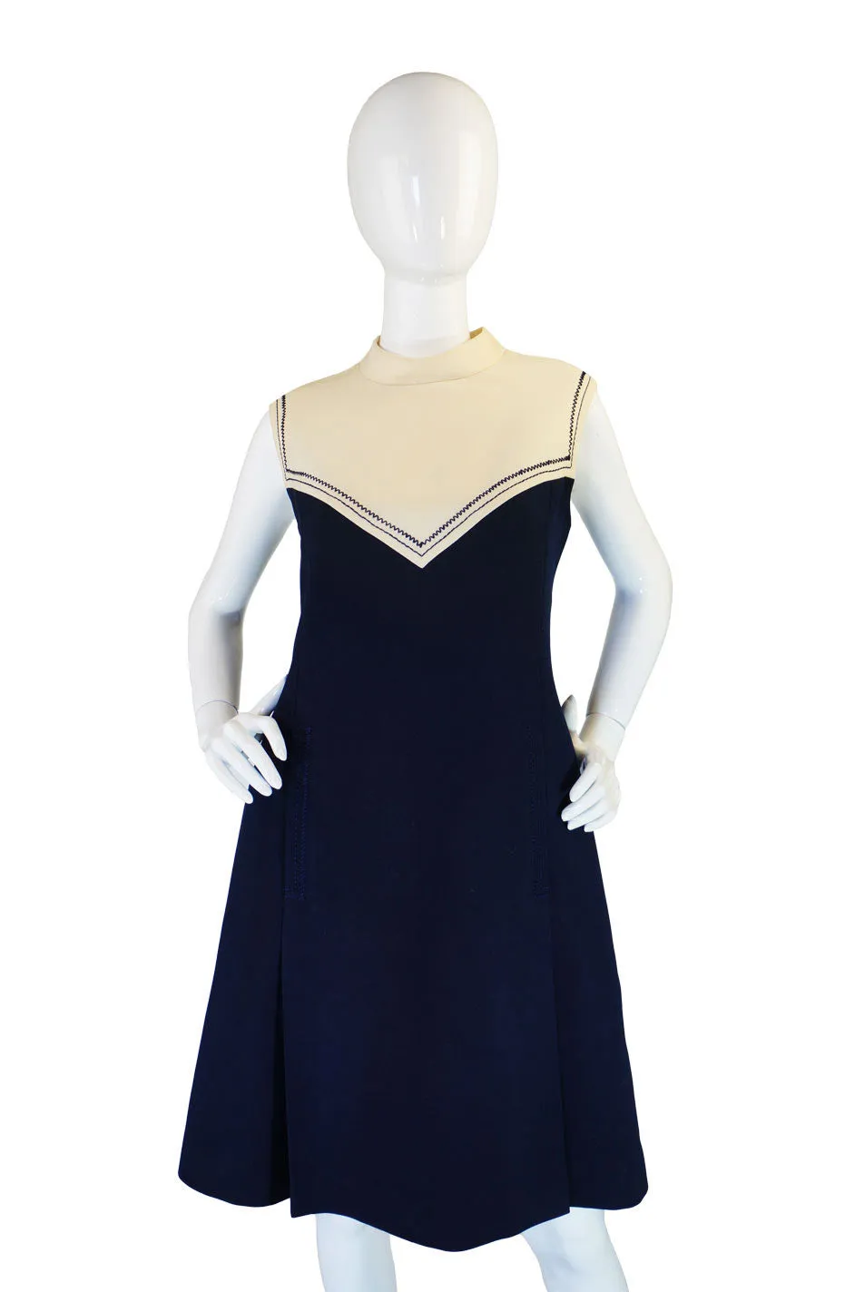 Early 1980s Stitch Detail Courreges Dress