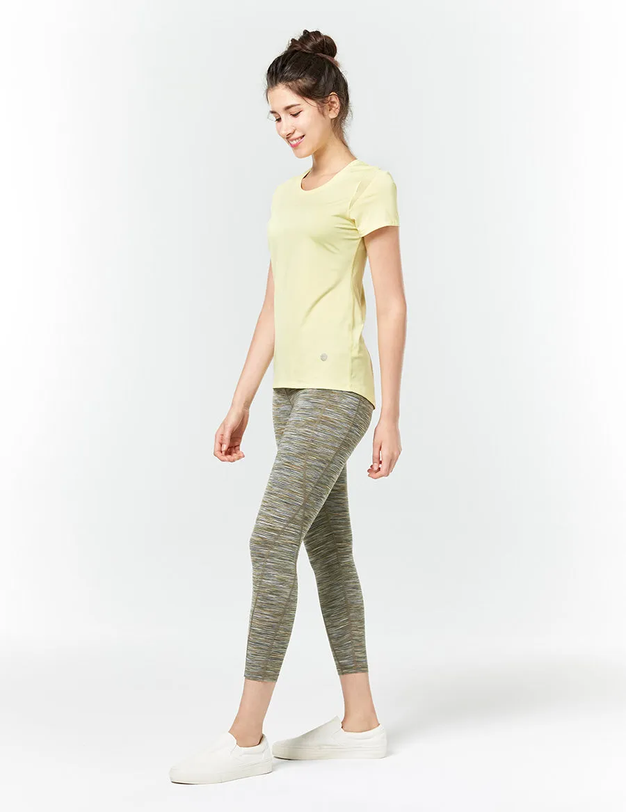 easyoga LA-VEDA Upright Cropped Tights - D65 Grass Stripe