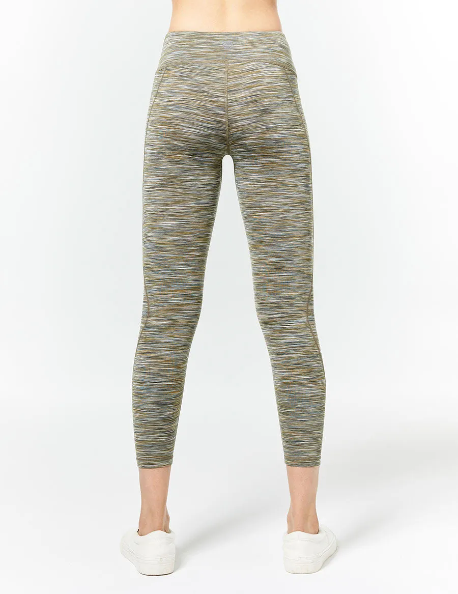 easyoga LA-VEDA Upright Cropped Tights - D65 Grass Stripe