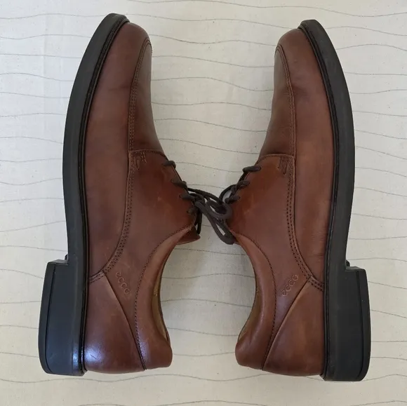ECCO Mens Holton Amber Brown Leather Oxford Dress Shoes Size 10 US/44 EU