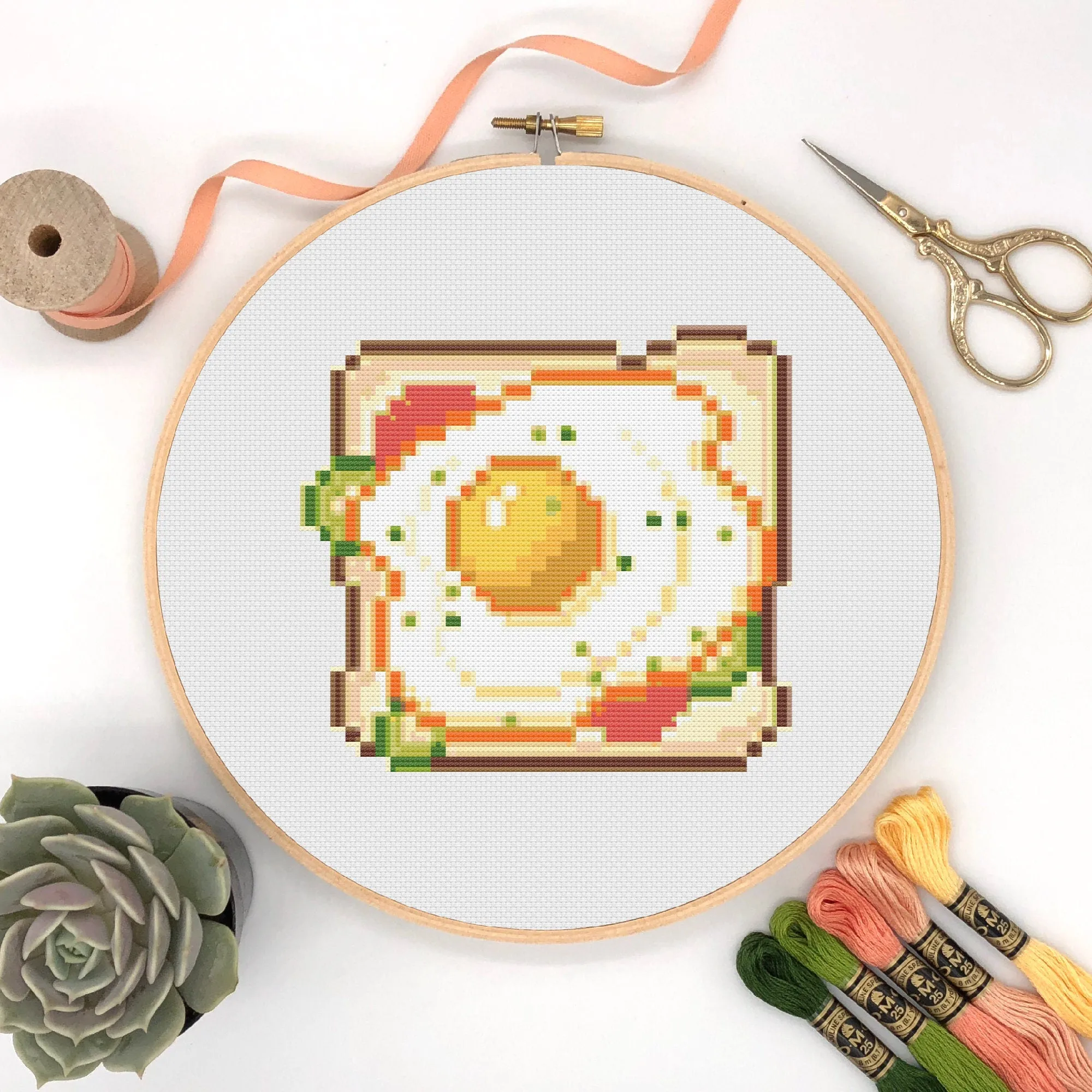 Egg Toast Cross Stitch Pattern #256