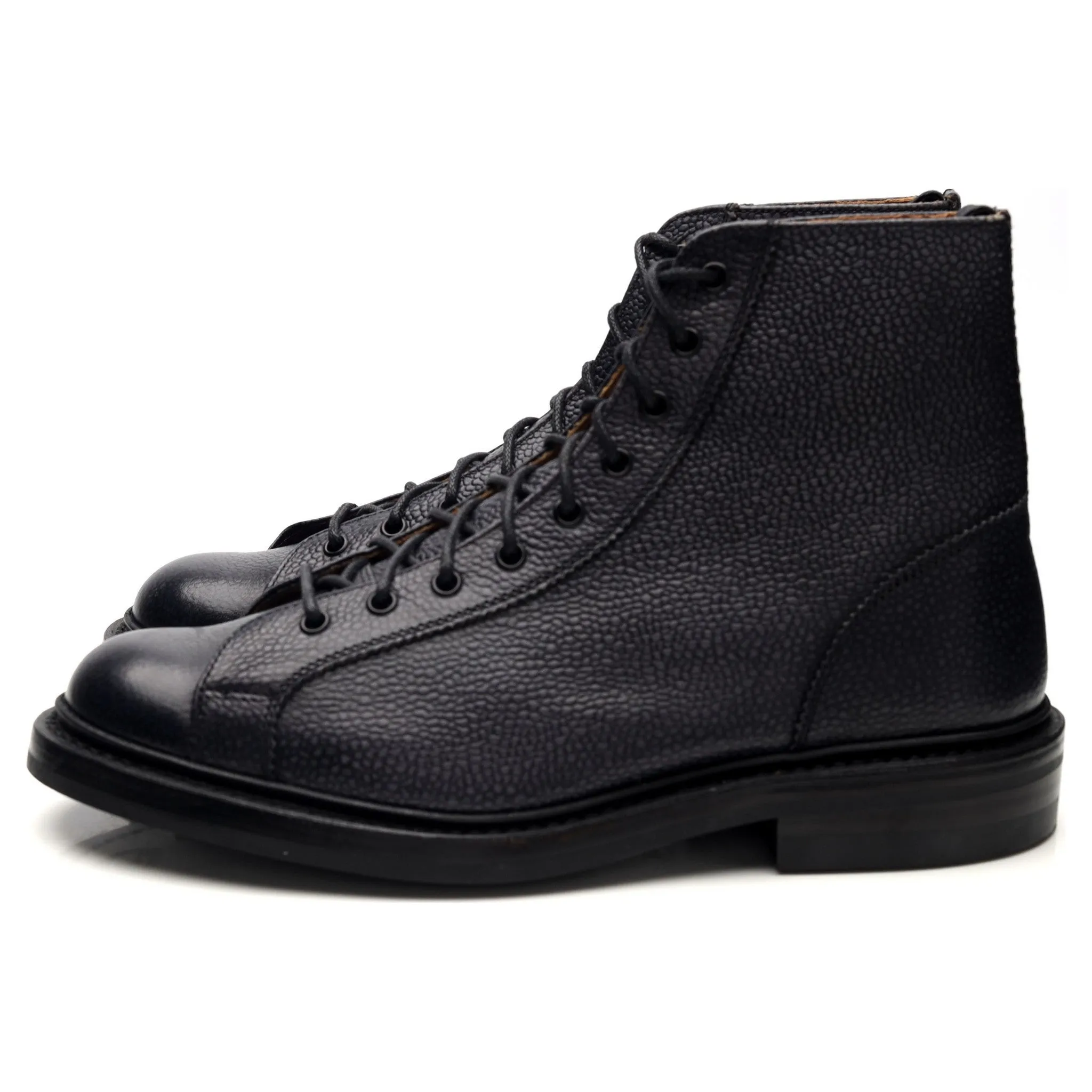 'Ethan' Navy Blue Grain Leather Monkey Boot UK 7