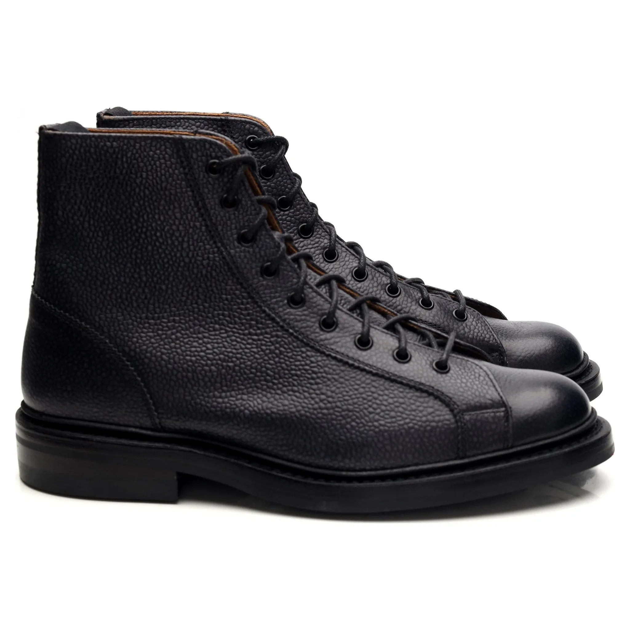 'Ethan' Navy Blue Grain Leather Monkey Boot UK 7