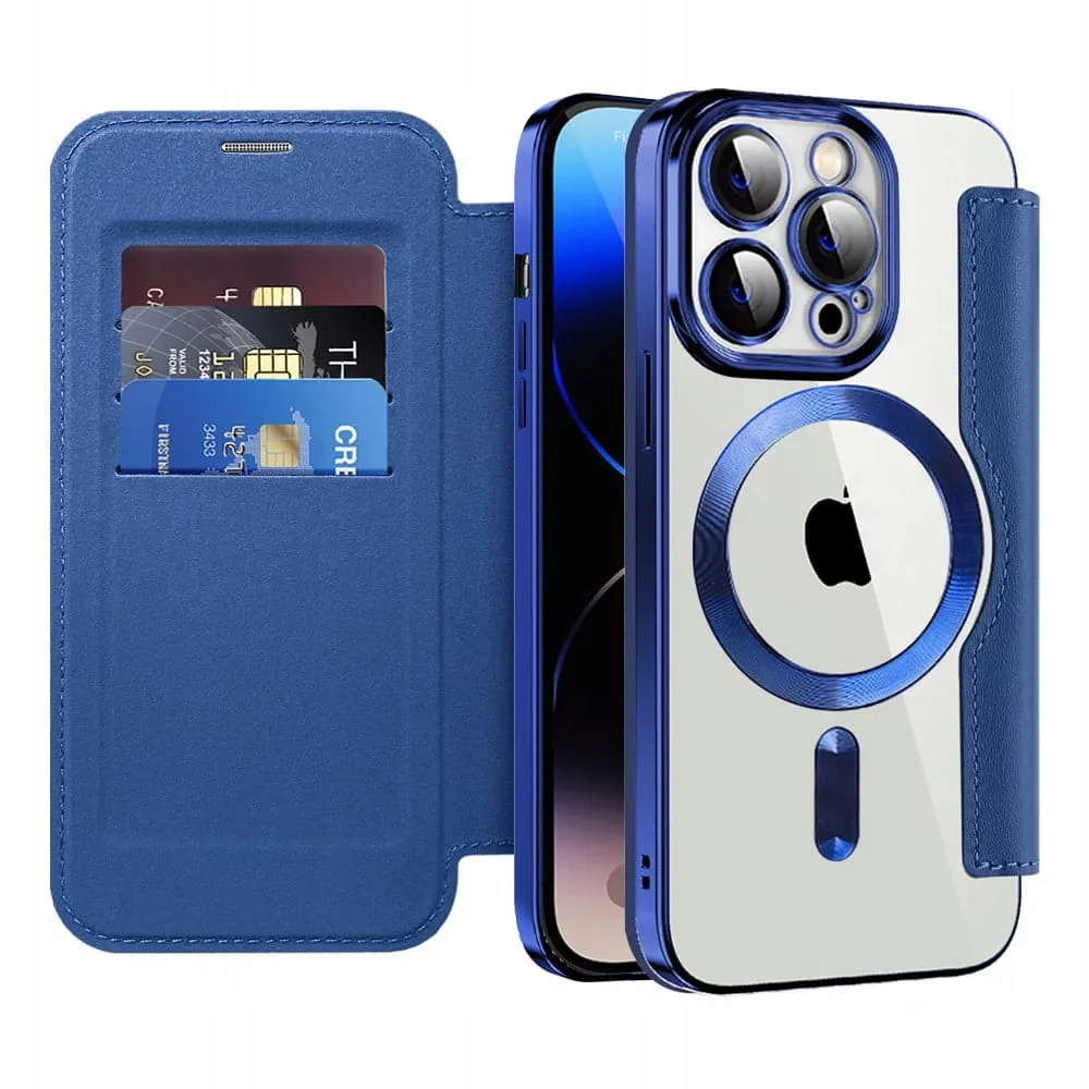 Etui Flip Wallet Magsafe iPhone 14 Plus - Niebieski