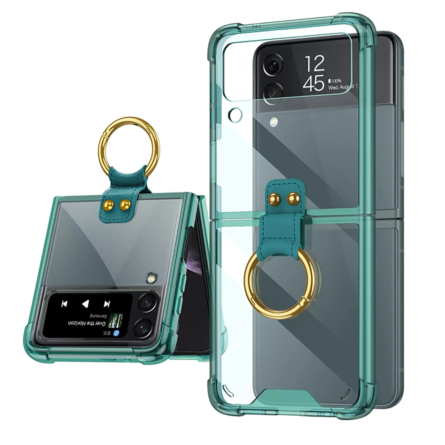 Etui Pancerne Silikonowe z Ringiem - Samsung Galaxy Z Flip 3 - Zielony