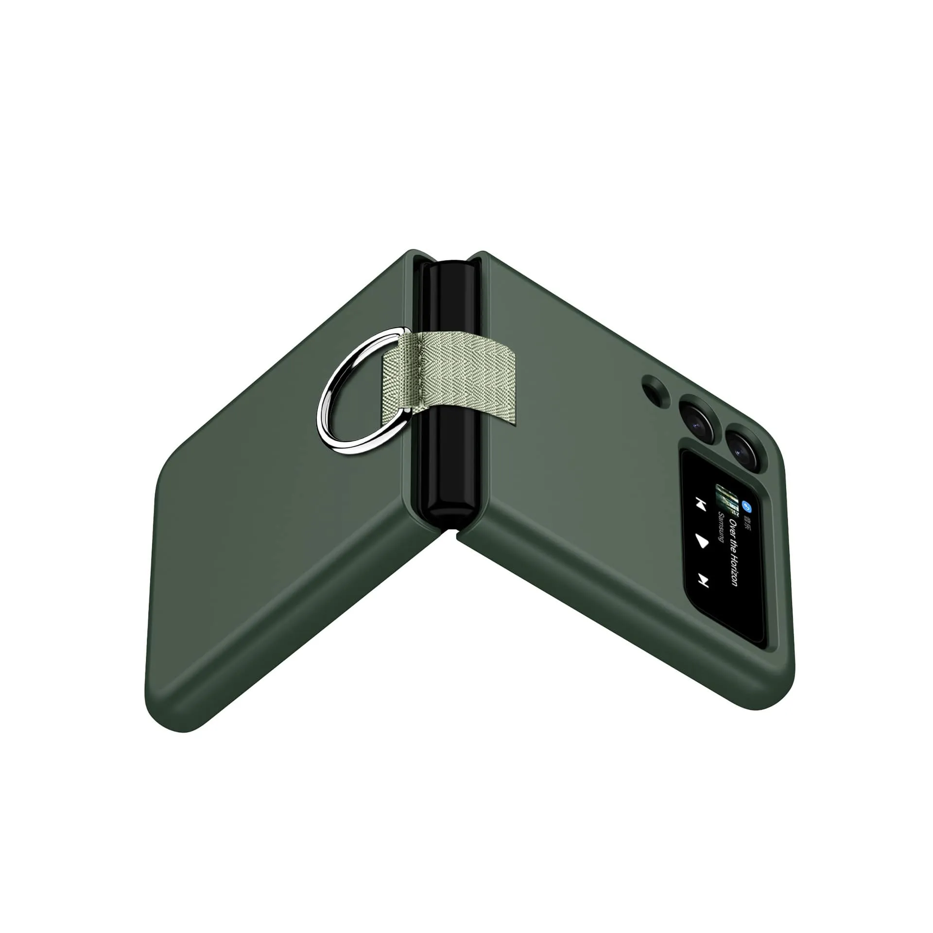 Etui z Ringiem Flip Case do Samsung Galaxy Z Flip 4 - Ciemno Zielony