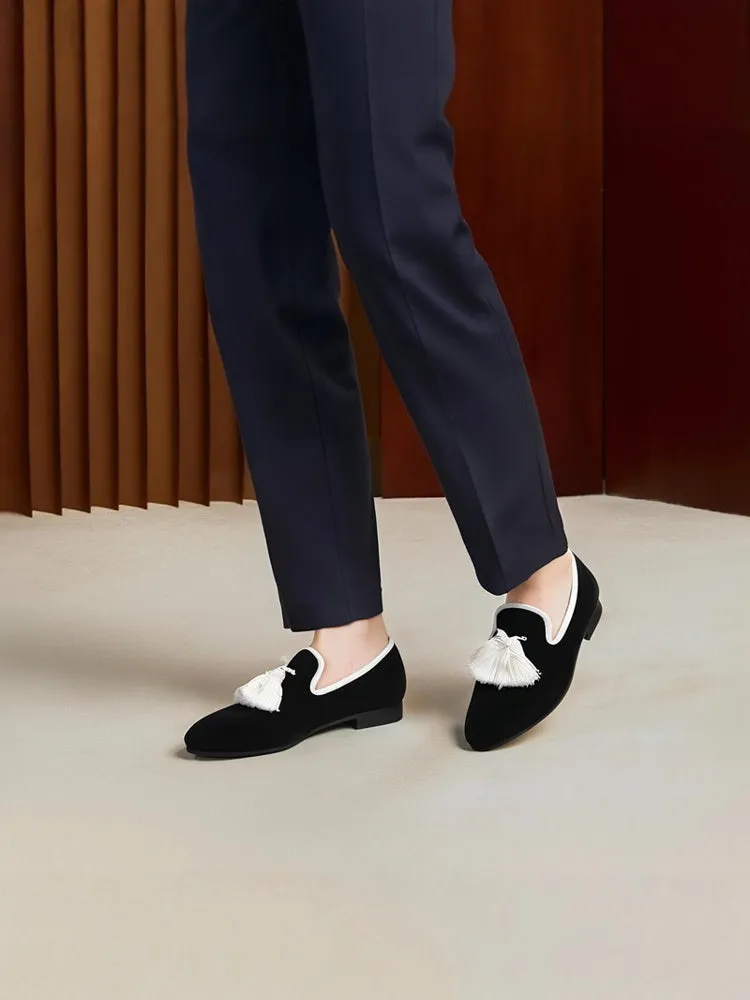 European and American style imported velvet men's velvet loafers British classic smoking shoes wedding banquet slip-on loafers