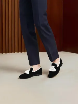 European and American style imported velvet men's velvet loafers British classic smoking shoes wedding banquet slip-on loafers
