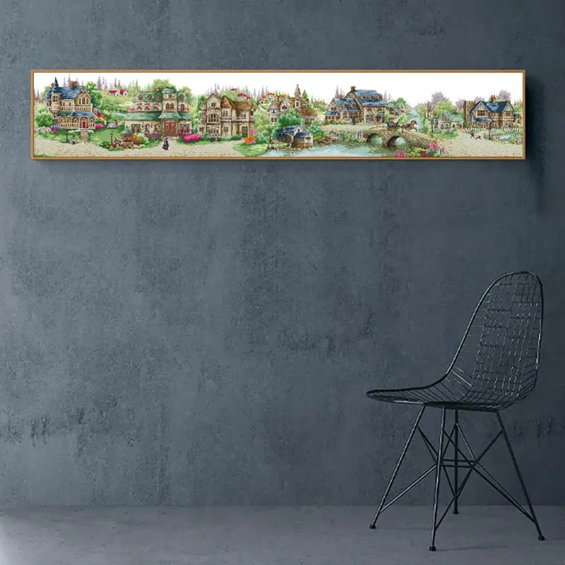 European Town Scenery Printed Cross Stitch Kit