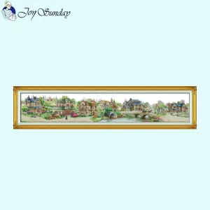European Town Scenery Printed Cross Stitch Kit