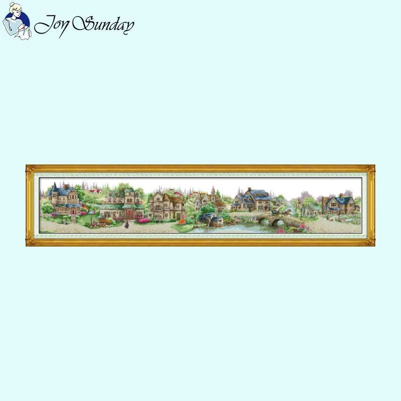 European Town Scenery Printed Cross Stitch Kit