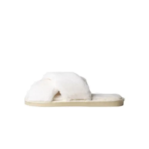 Evie White Fluffy Slippers