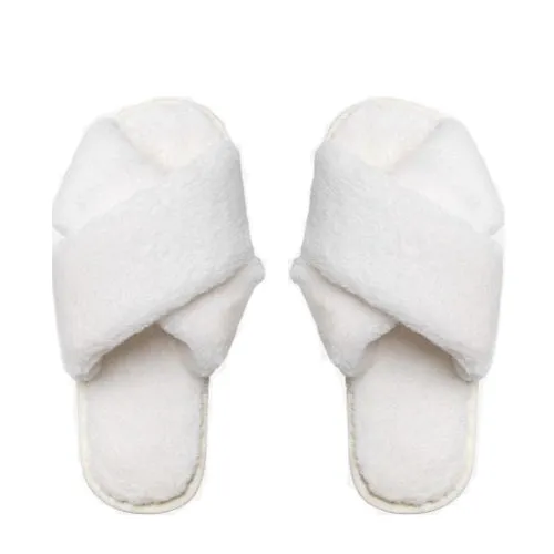 Evie White Fluffy Slippers