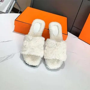 Flip-flops Sheepskin And Wool One-piece Flat-bottomed Slippers