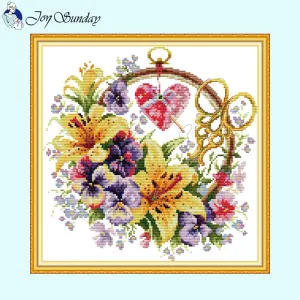 Flower Basket and Round Fruit Cross Stitch Kits