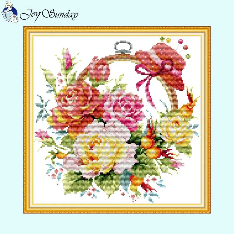 Flower Basket and Round Fruit Cross Stitch Kits