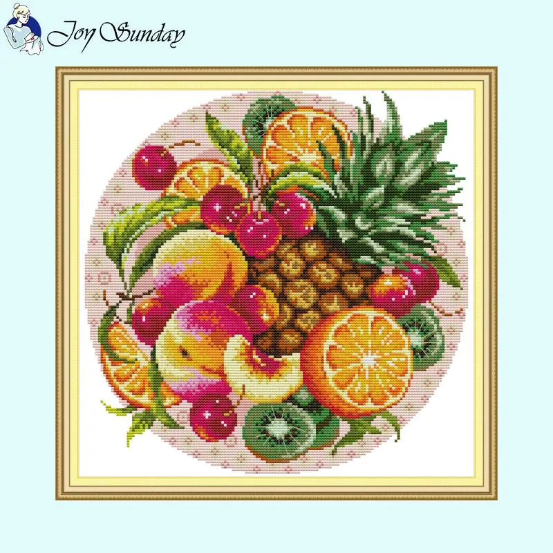 Flower Basket and Round Fruit Cross Stitch Kits