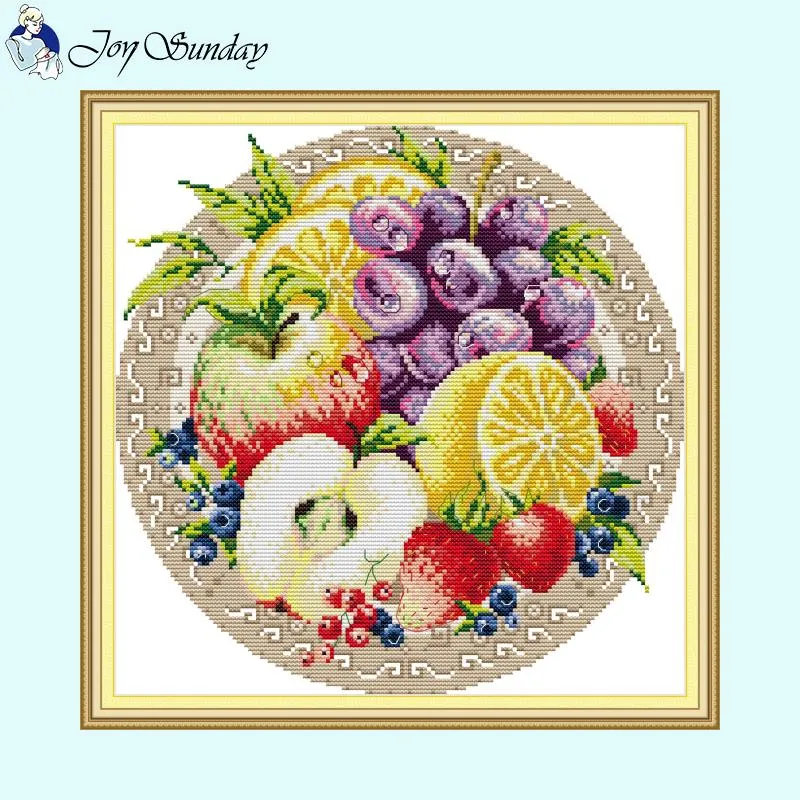 Flower Basket and Round Fruit Cross Stitch Kits