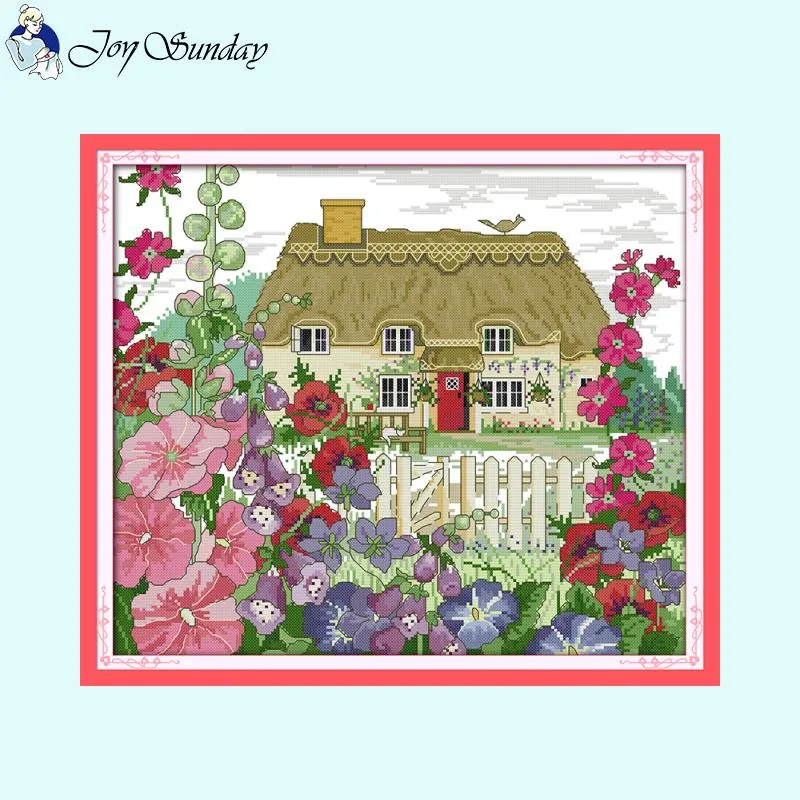 Flower Cottage Landscapes Needlework DIY Cross Stitch