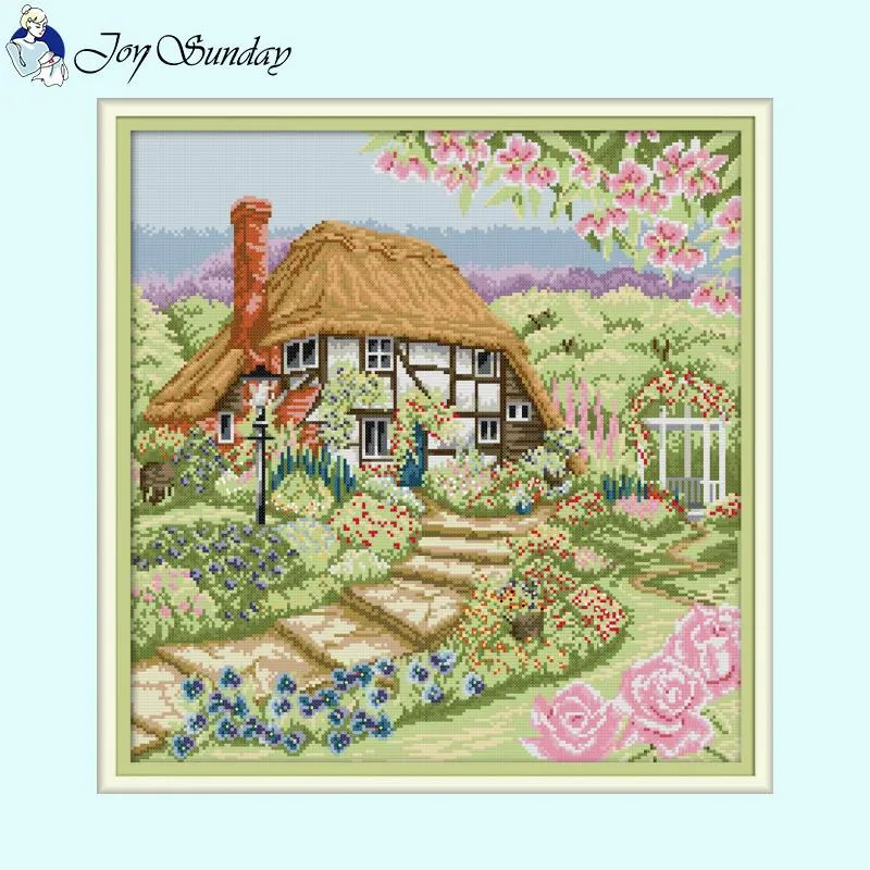 Flower Cottage Landscapes Needlework DIY Cross Stitch