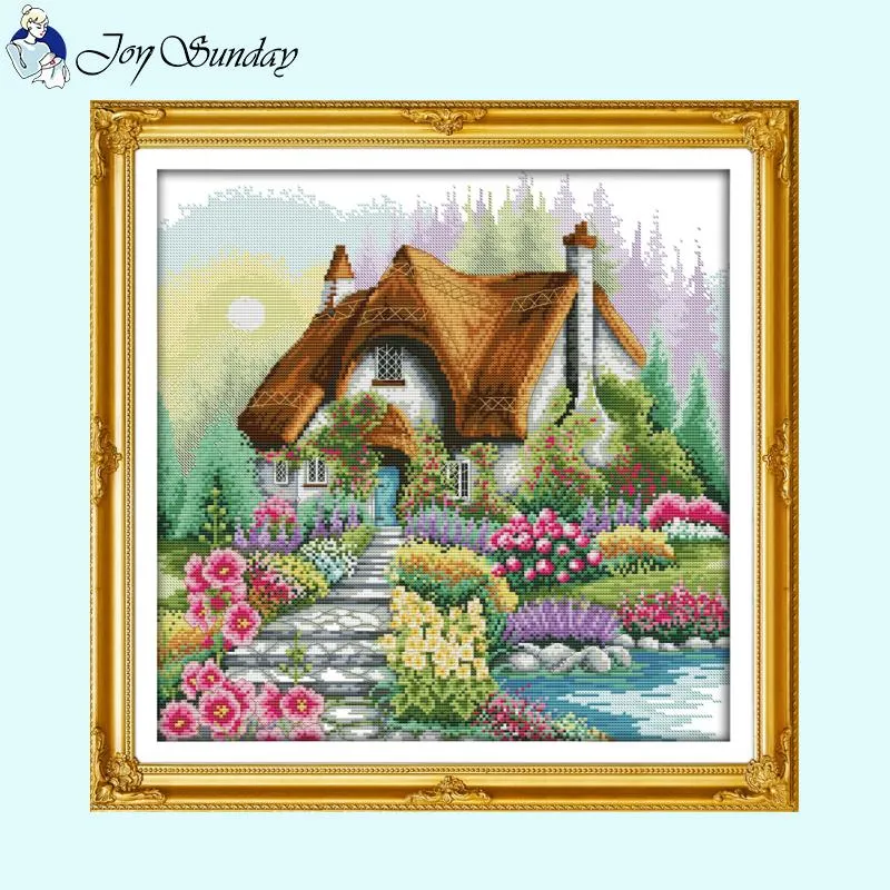 Flower Cottage Landscapes Needlework DIY Cross Stitch