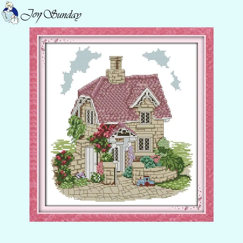 Flower Cottage Landscapes Needlework DIY Cross Stitch