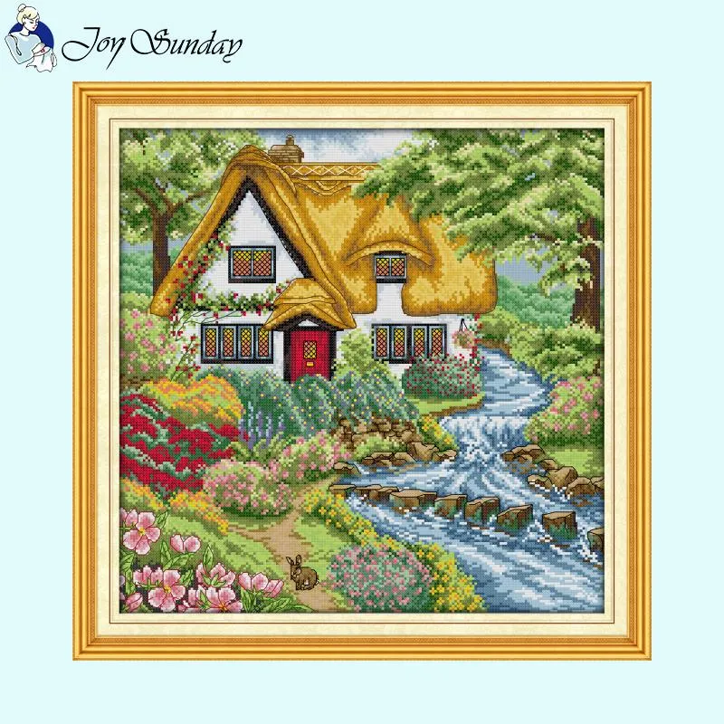 Flower Cottage Landscapes Needlework DIY Cross Stitch