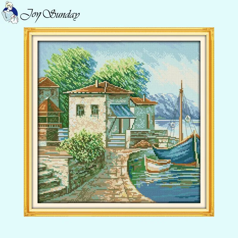 Flower Cottage Landscapes Needlework DIY Cross Stitch