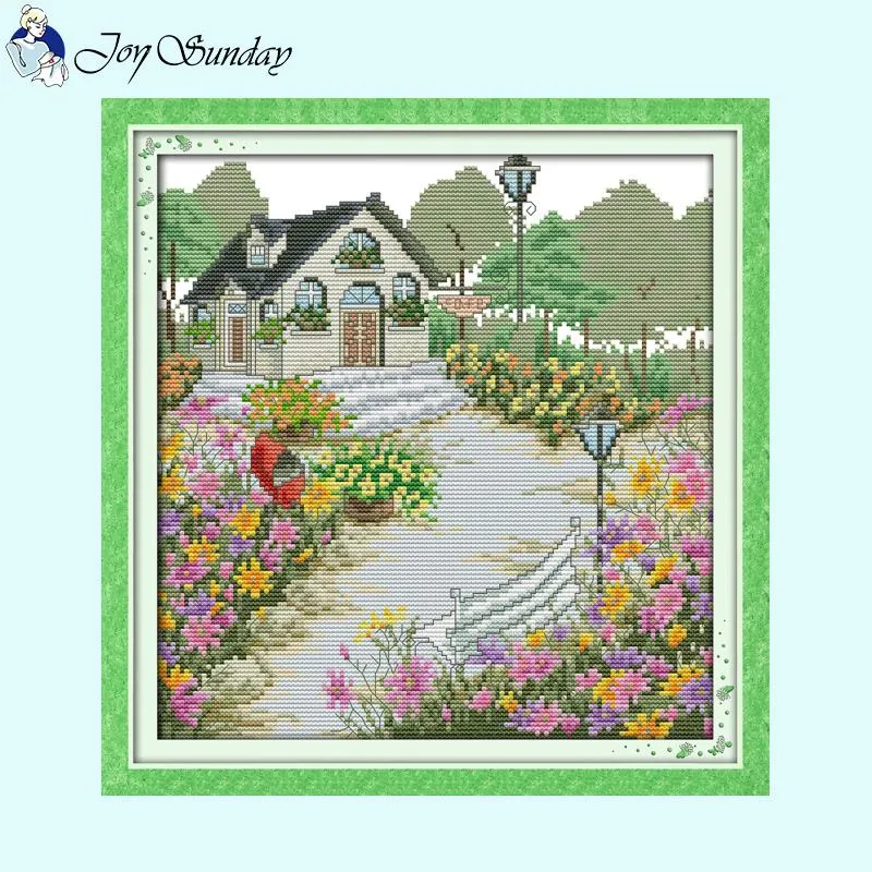 Flower Cottage Landscapes Needlework DIY Cross Stitch