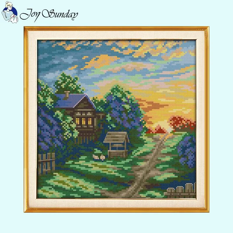 Flower Cottage Landscapes Needlework DIY Cross Stitch