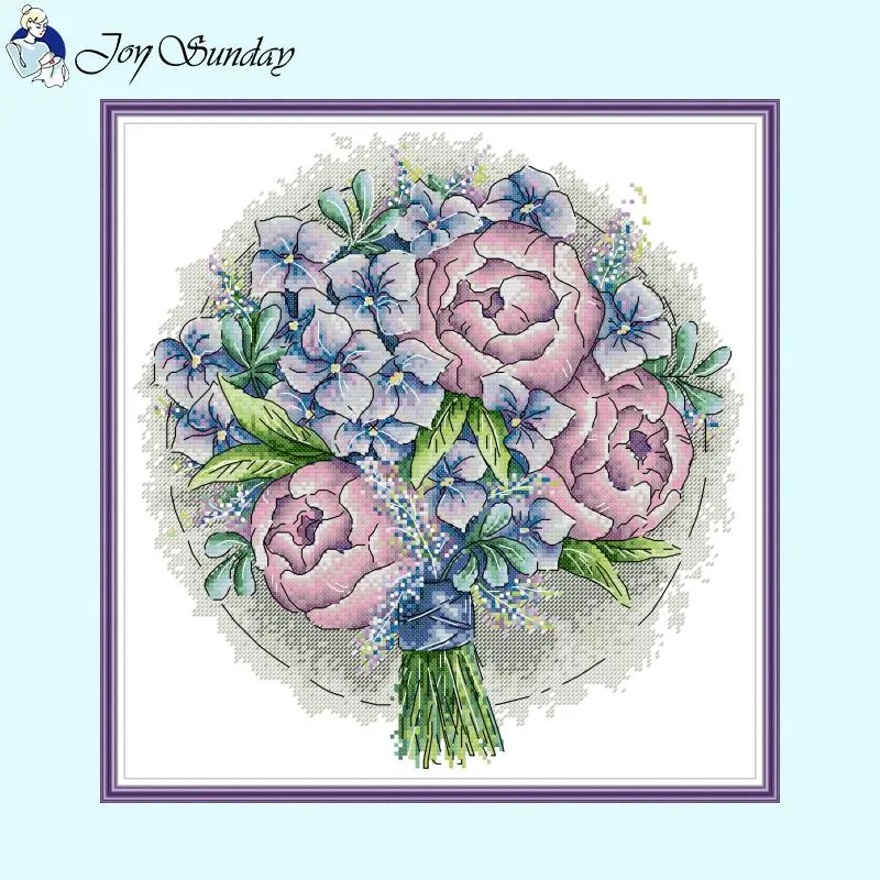 Flower Hand Bouquets Floral Pattern 11ct 14ct Cross Stitch Kits