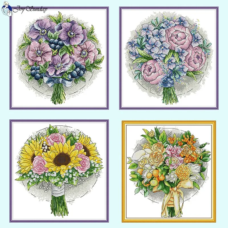Flower Hand Bouquets Floral Pattern 11ct 14ct Cross Stitch Kits