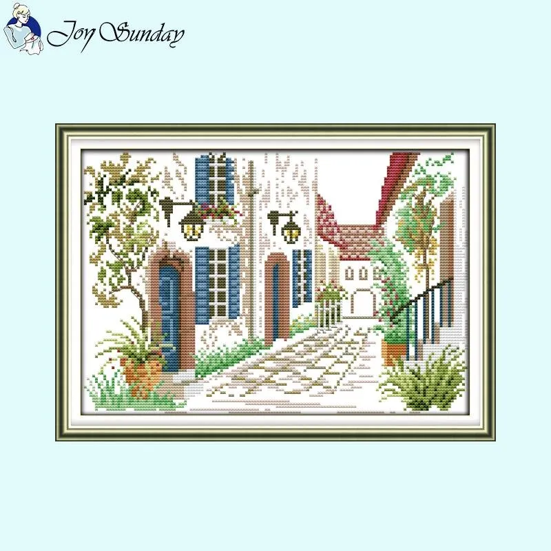 Flower House Landscapes Thread DIY Cross Stitch