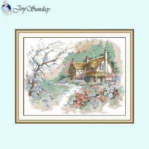 Flower House Landscapes Thread DIY Cross Stitch