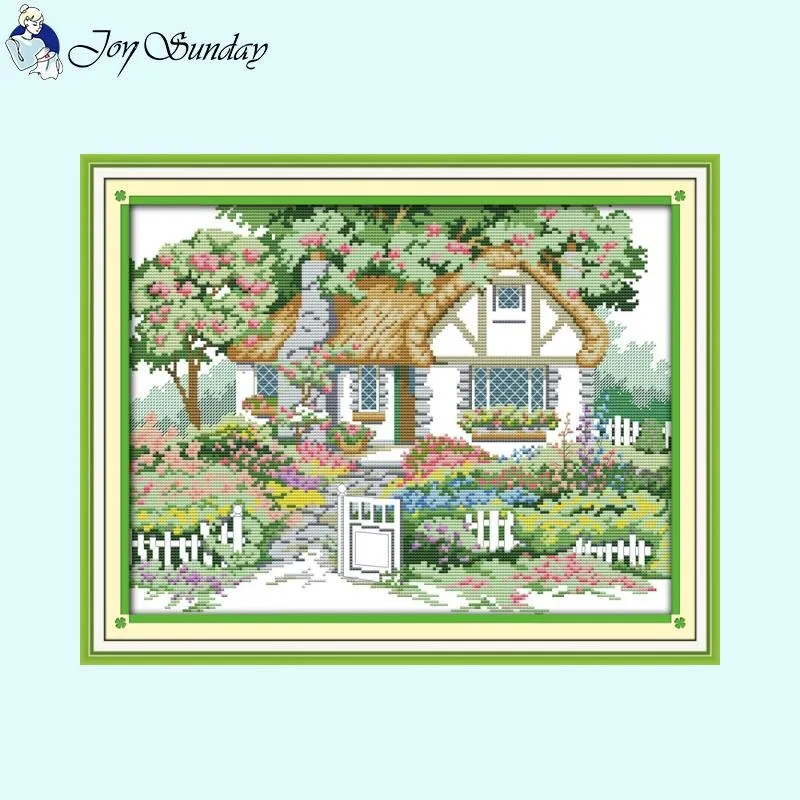 Flower House Landscapes Thread DIY Cross Stitch