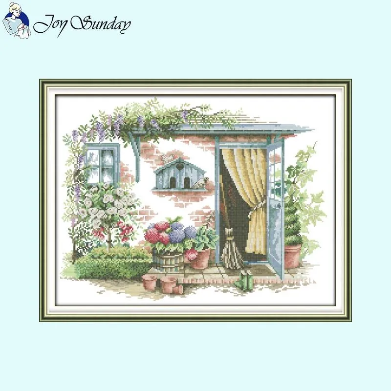 Flower House Landscapes Thread DIY Cross Stitch