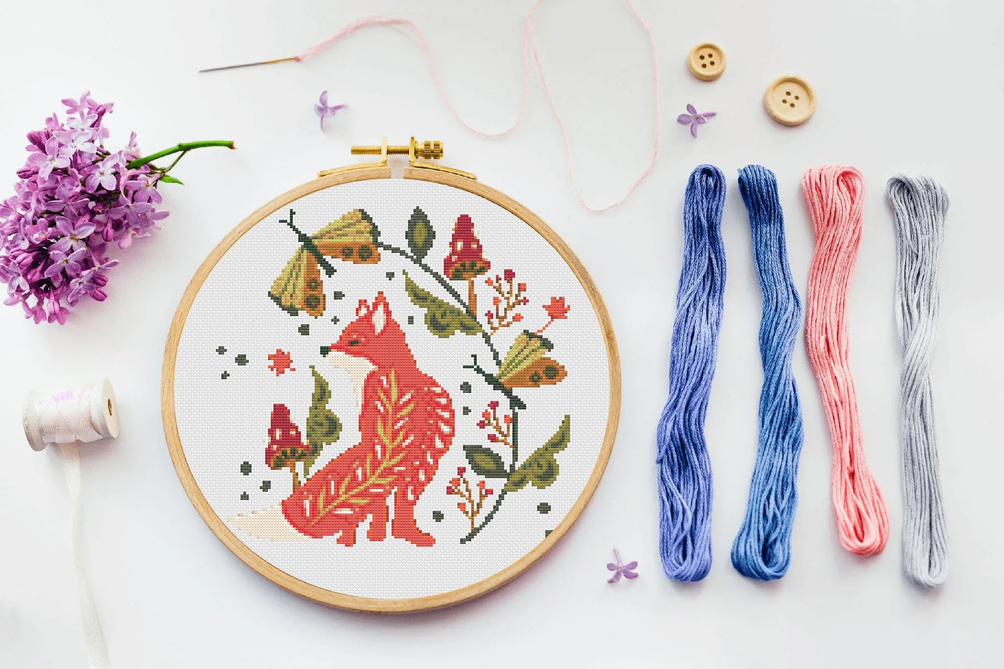 Folk Fox Cross Stitch pattern #216