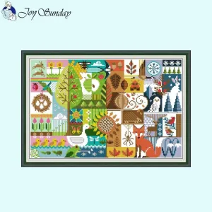Four Seasons Art Patterns Joy Sunday Kids DIY Cross Stitch Kits