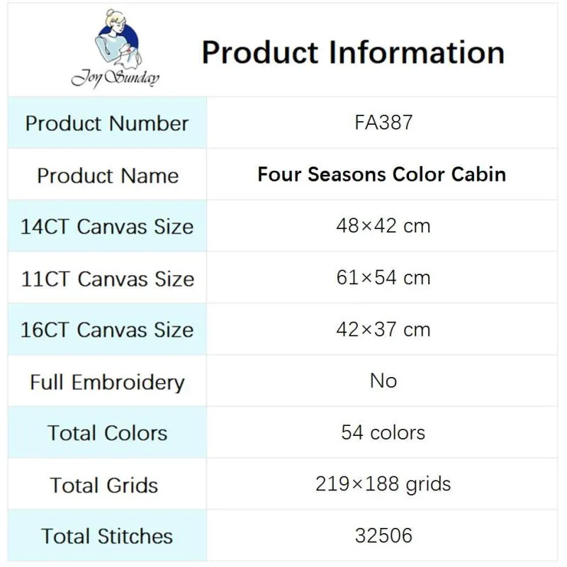 Four Seasons Colorful Cabin Pattern Cross Stitch HD Print Kit