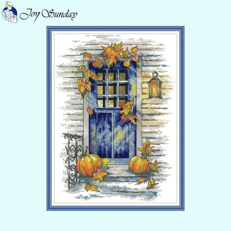 Four Seasons Doorway Landscape Pattern DIY Gifts Cross Stitch