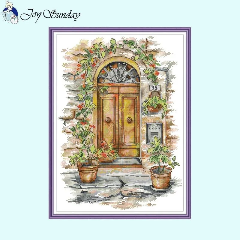 Four Seasons Doorway Landscape Pattern DIY Gifts Cross Stitch