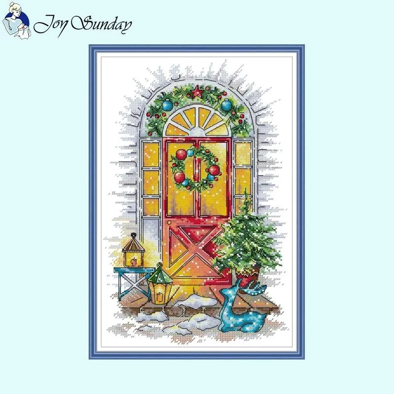 Four Seasons Doorway Landscape Pattern DIY Gifts Cross Stitch
