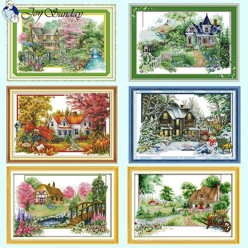 Four Seasons Scenery Cross Stitch Kits Printing